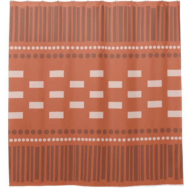 Cortina Para Box Boho Scandinavian Lines Dots Rust (Frente)