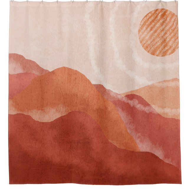 Cortina Para Box Boho terracotta, abstrato poster. (Frente)