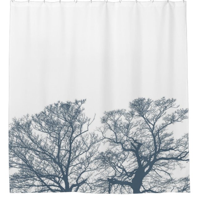 Cortina Para Box Boho tropical de Árvores Inferiores Azuis (Frente)