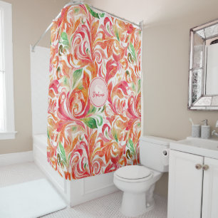 Cortina Para Box Boho Vermelho Rosa Laranja Verde Paisley Floral