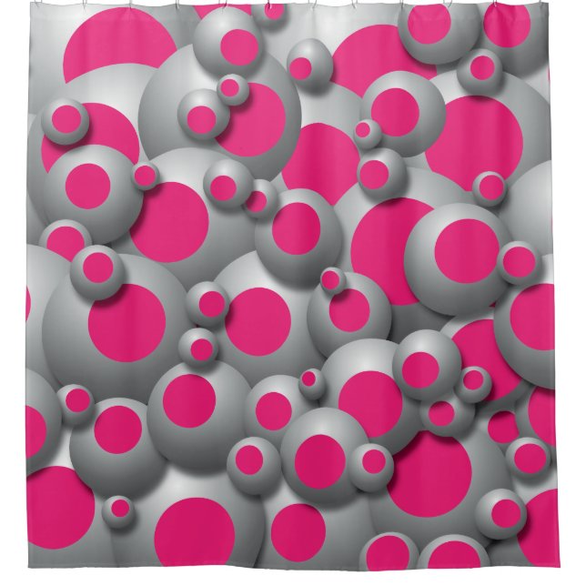Cortina Para Box Bolhas de Bustling Rosa Quente (Frente)