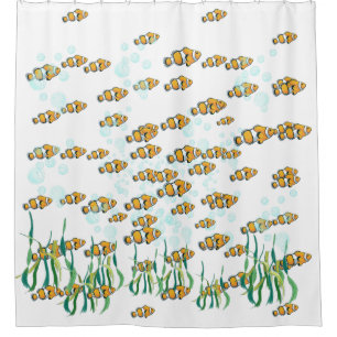 Cortina Para Box Bolhas de peixe-palhaço e Trabalho de arte de alga