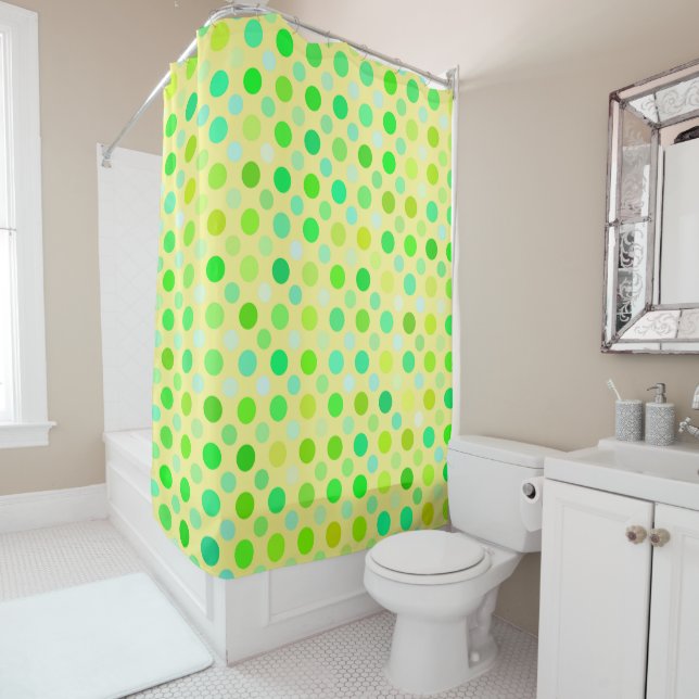 Cortina Para Box bolinhas amarelas e verdes (In Situ)