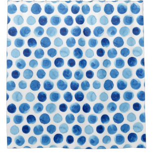 Cortina Para Box Bolinhas azuis, padrão uniforme de aquarela.