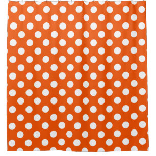 Cortina Para Box Bolinhas brancas em laranja