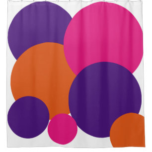 Cortina Para Box Bolinhas de cor laranja, roxa e rosa quente