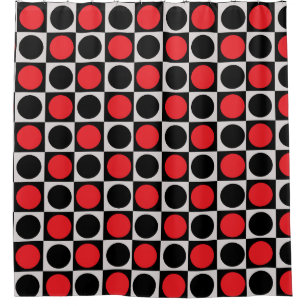 Cortina Para Box Bolinhas do Círculo Geométrico Vermelho Preto