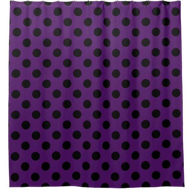 Cortina Para Box Bolinhas pretas em roxo de ameixa (Frente)