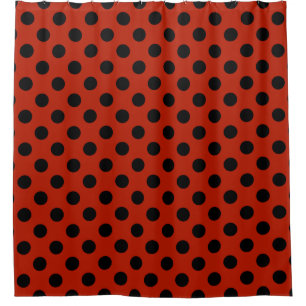 Cortina Para Box Bolinhas pretas em vermelho
