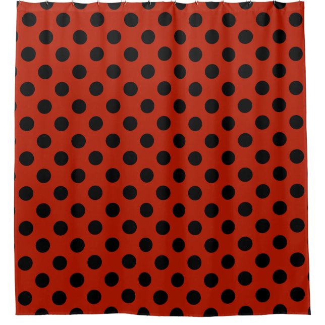 Cortina Para Box Bolinhas pretas em vermelho (Frente)