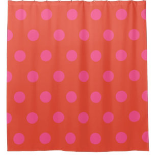 Cortina Para Box Bolinhas Rosa e Vermelho Monograma de cor laranja