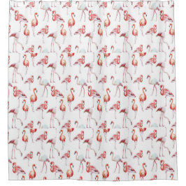 Cortina Para Box Bonito, Aquarela, Flamingos Rosa