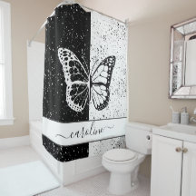 Bonito borboleta Elegante Nome Personalizado Preto