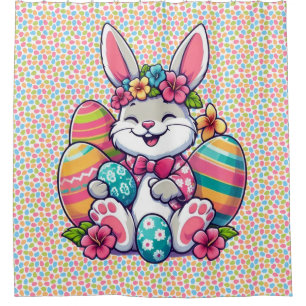 Cortina Para Box Bonito e colorido coelho da Páscoa havaiana/tropic