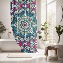 Cortina Para Box Bonito padrão perfeito de mandala colorida