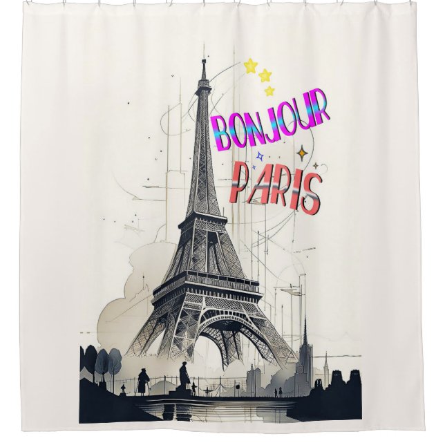 Cortina Para Box Bonjour Colorful Paris (Frente)