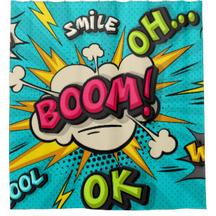 Cortina Para Box Boom a bolha da nuvem de pop. Sorria, uau, pow, le