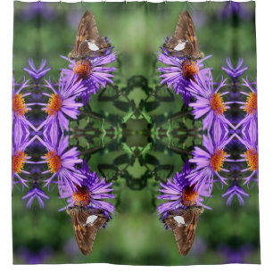 Cortina Para Box Borboleta-Dama Pintada na Abstrato da Flor Aster