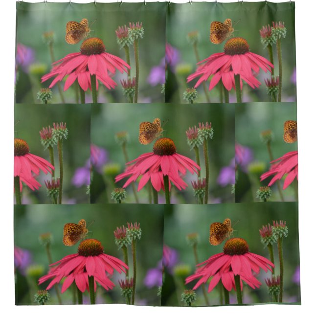 Cortina Para Box Borboleta Na Flor Cone (Frente)