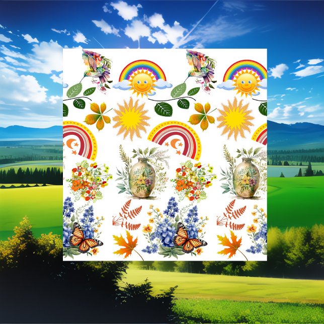 Cortina Para Box Borboleta primavera Garden Rainbow Sunshine Greene (Spring Garden Butterfly Rainbow Sunshine Greenery Shower Curtain)