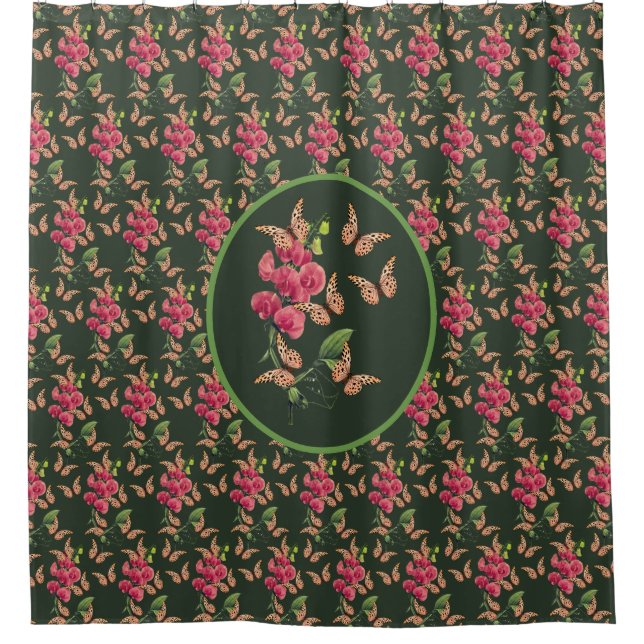 Cortina Para Box Borboletas E Flor De Ervilha Doce (Frente)