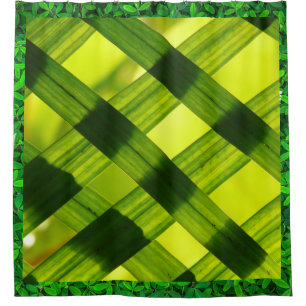 Cortina Para Box Bordaduras de Folhas Verdes