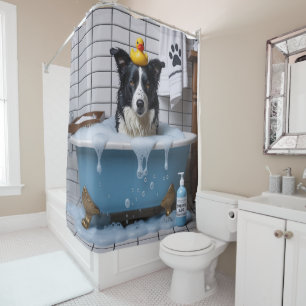 Cortina Para Box Border Collie Desleixado Sonolento Fofo Engraçado