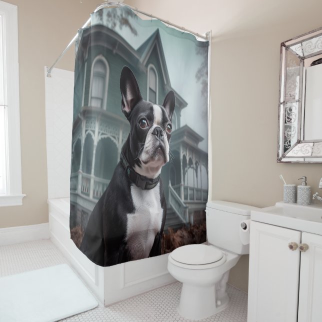 Cortina Para Box Boston Terrier Halloween Scary (In Situ)