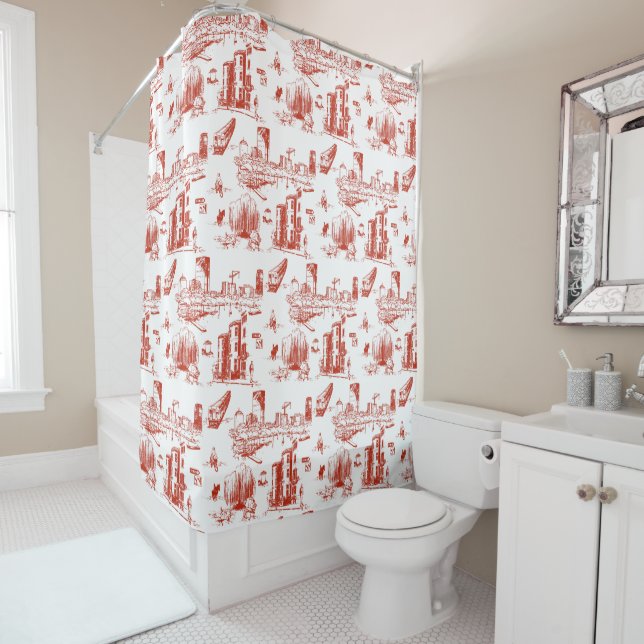 Cortina Para Box Boston Toile Red (In Situ)