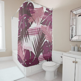 Cortina Para Box botânica das flores abstrato tropicais