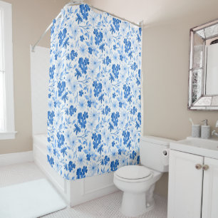 Cortina Para Box Botânica Floral Azul-Russo