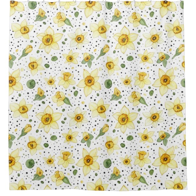 Cortina Para Box Botanical Daffodil Floral Geometric Pattern (2) (Frente)