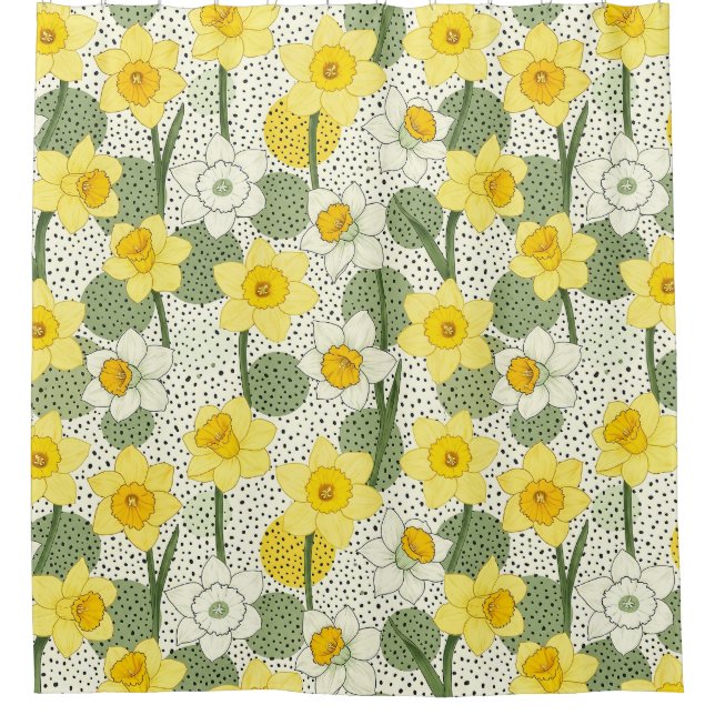 Cortina Para Box Botanical Daffodil Floral Geometric Pattern (3) (Frente)