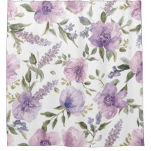 Botânico Aquarela Floral Roxo Lavanda