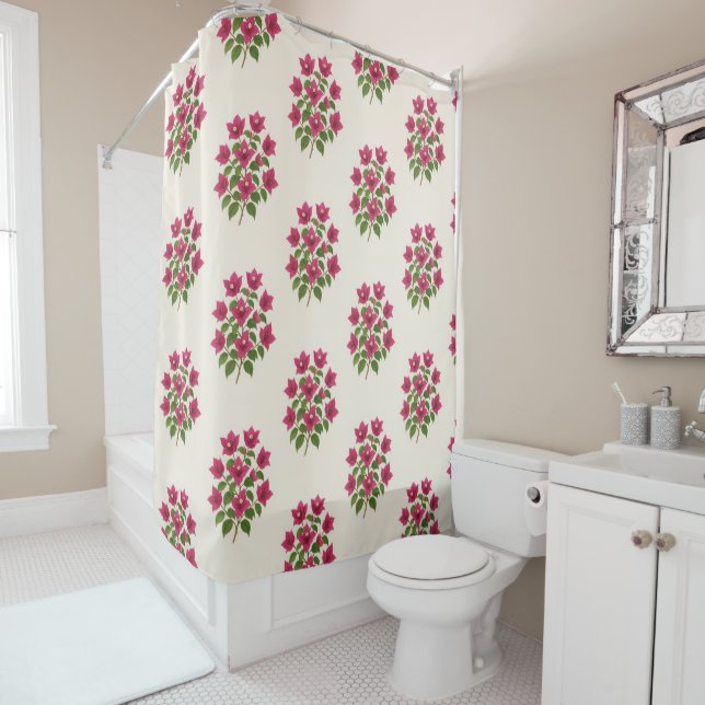 Cortina Para Box Bougainvillea flower bathroom curtain (In Situ)
