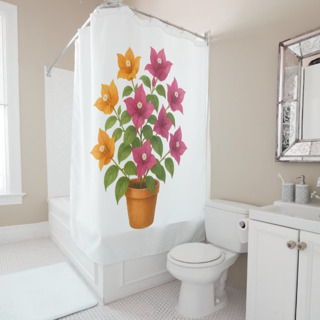 Cortina Para Box Bougainvillea flower bathroom curtain (In Situ)