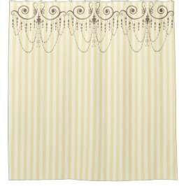 Cortina Para Box Boutique Stripes Amarelo / Chandeliers -