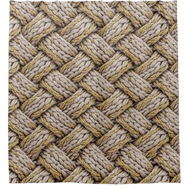 Cortina Para Box Braided Thread Knit Texture – Warm Beige (3) (Frente)