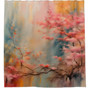 Cortina Para Box Branch Wabi Sabi em rosa e laranja