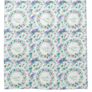 Cortina Para Box Branco azul da lavanda da cerceta das libélulas d
