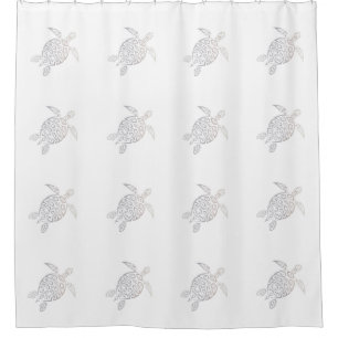 Cortina Para Box Branco bege do teste padrão tribal da tartaruga d