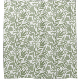 Cortina Para Box Branco do Jardim Selvagem e Verde Moss