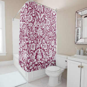 Cortina Para Box Branco Ornamental Antiquado, vermelho