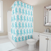 Bright Blue Tribal Patterno Jellyfish Art