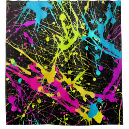Cortina Para Box Bright Neon Paint Splatter