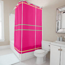 Cortina Para Box Bright Pink Greenl Yellow Geometric