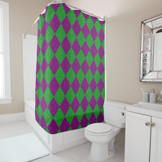 Cortina Para Box Brilho de Diamante Roxo e Verde (In Situ)