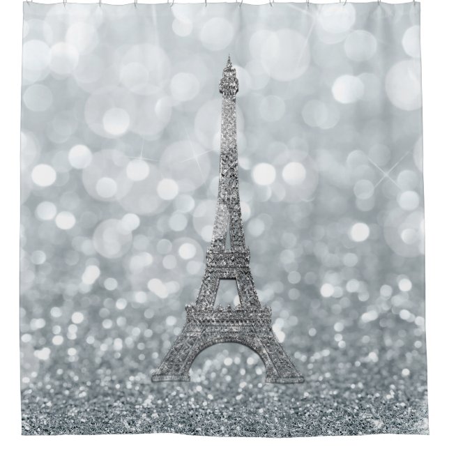Cortina Para Box Brilho de Purpurina Brilho Paris Torre Eiffel Glam (Frente)