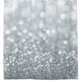 Cortina Para Box Brilho Glamour Bokeh Prateado Branco na Moda