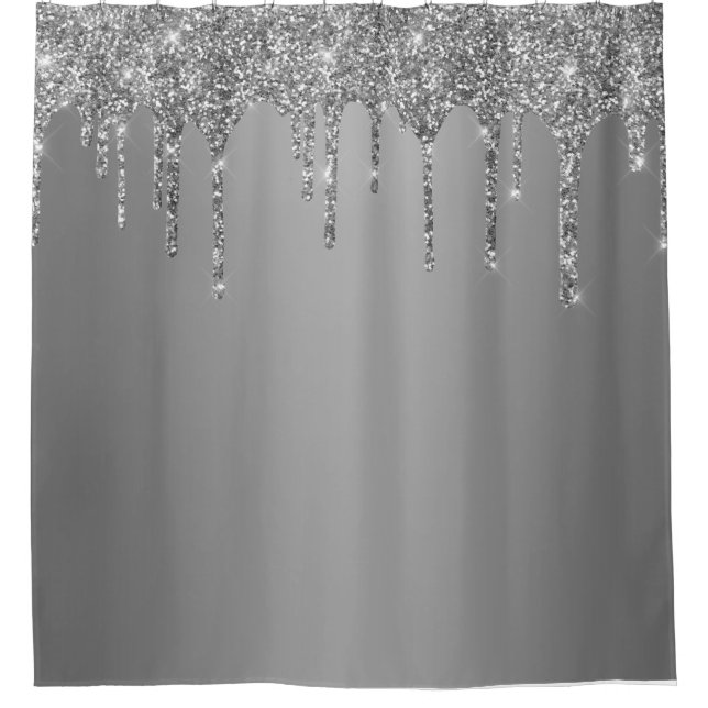 Cortina Para Box Brilho Prateado Brilha Gotas Chic (Frente)